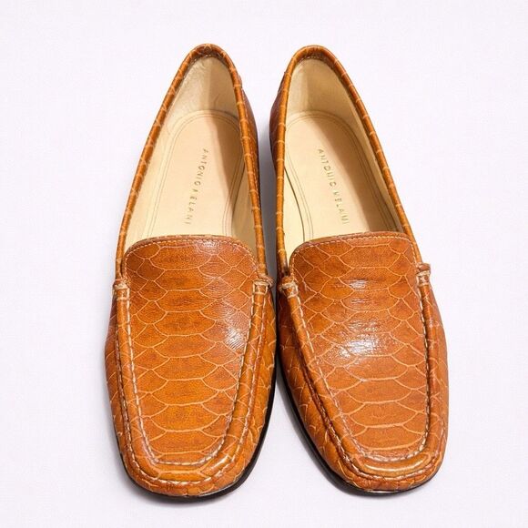 Antonio Melani Men’s Penny Loafers 7.5M Brown Leather Slip On Dress Shoes